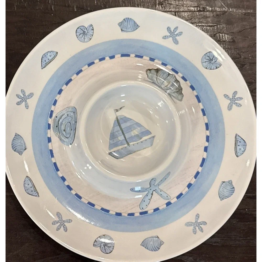 HD Designs Outdoors Melamine Lobster Platter Serving Chip Dish Set Of 2‎ Beach